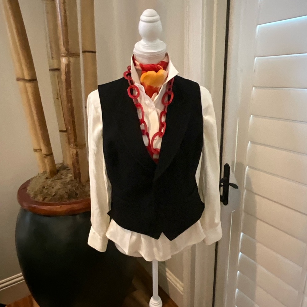 Vintage Ralph Lauren Blue Label Black Women's Wool and Silk Vest